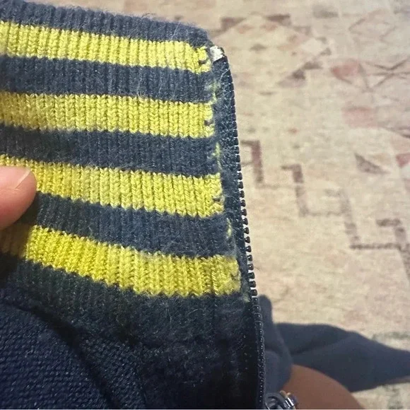 J McLaughlin Men's Navy Blue 1/4 Zip Mock Neck Cotton Pullover TATE Sweater XL - Picture 8 of 14